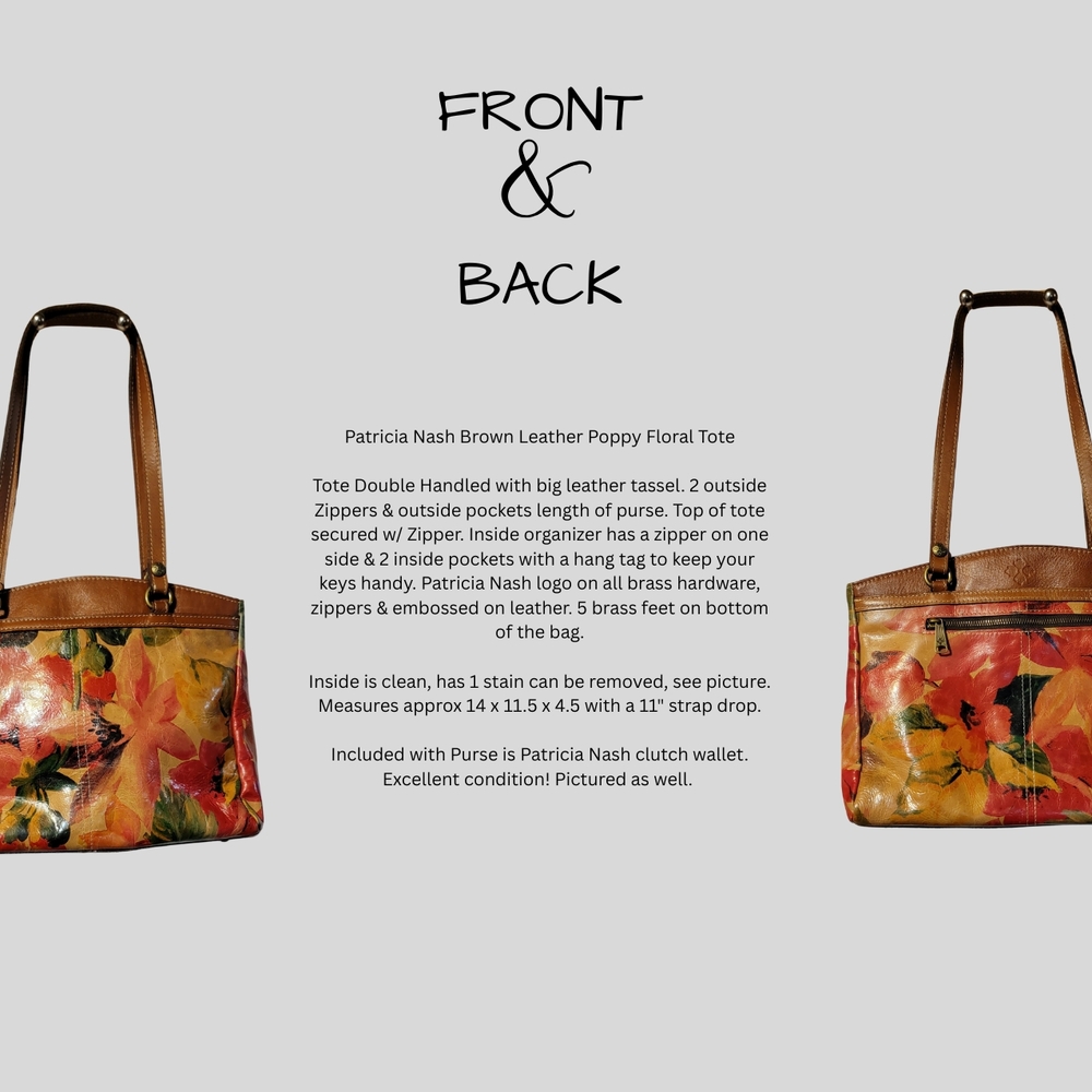 Patricia Nash Brown Leather Poppy Floral Shoulder Bag/Purse W/Wallet
